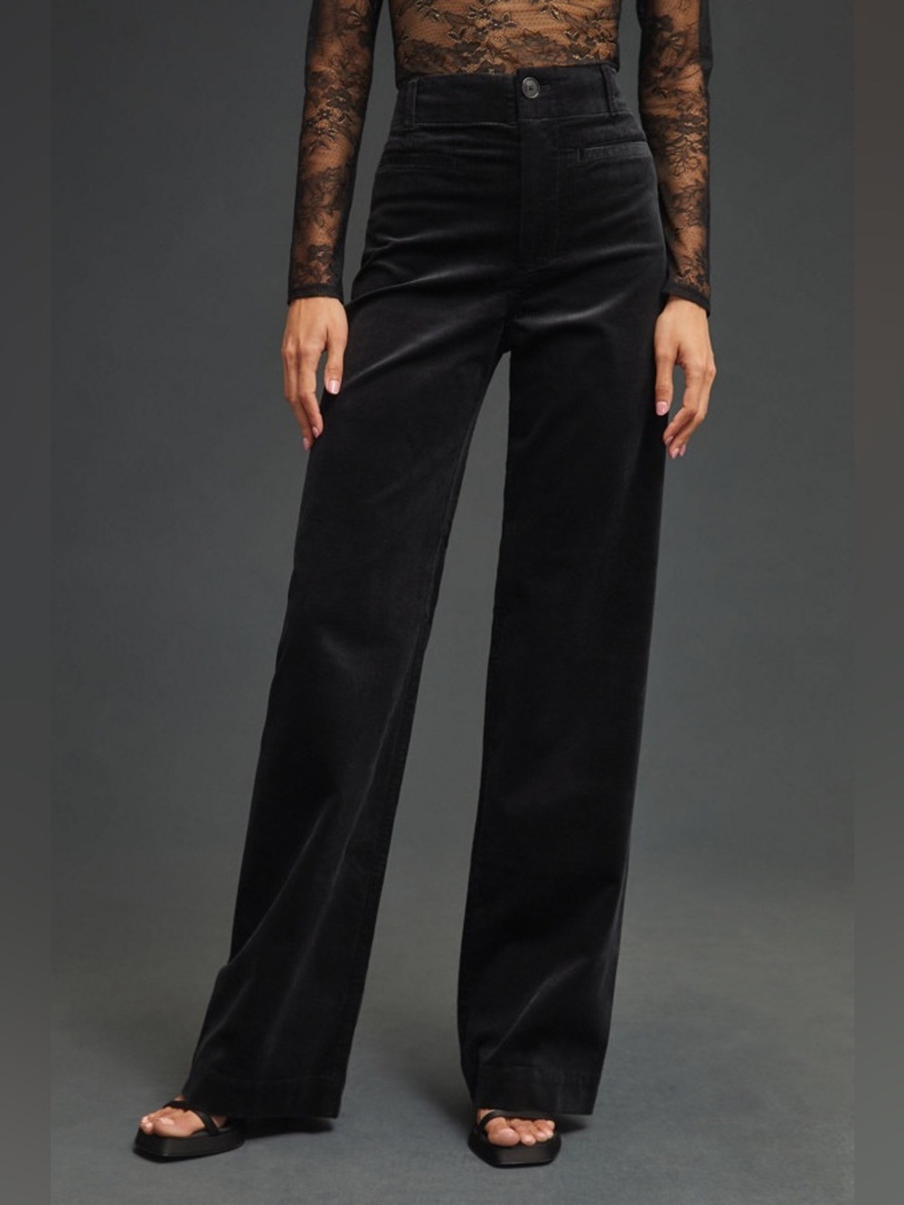 Anthropologie Maeve Colette Corduroy Wide-Leg Pants in Black. Size 25